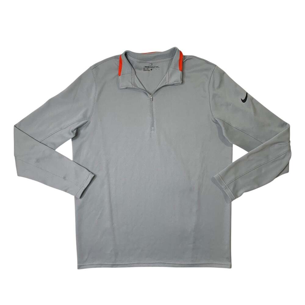 Nike Golf Shirt Mens Large Iron Grey Dri Fit Half Zip Lightweight Pullover Mock